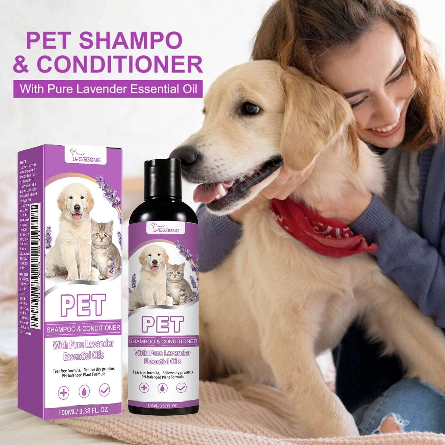 Pet Bath Relieves Itching Skin, Smooth Hair, Non Knotting Shampoo