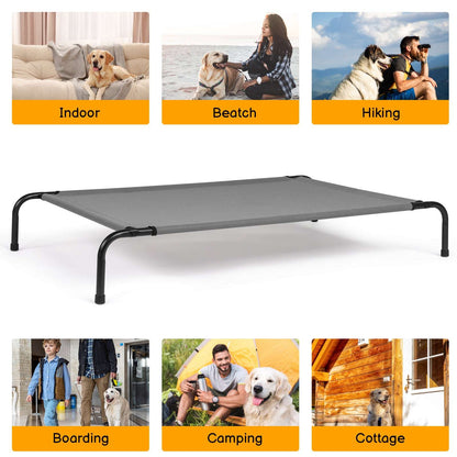 Large Elevated Dog Bed - Breathable Cooling Pet Cot for Large Dogs Up to 80lbs | Outdoor Indoor Raised Dog Bed with Steel Frame | 50" x 31" x 8"