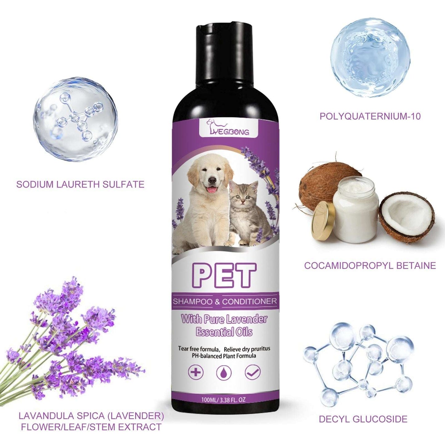 Pet Bath Relieves Itching Skin, Smooth Hair, Non Knotting Shampoo