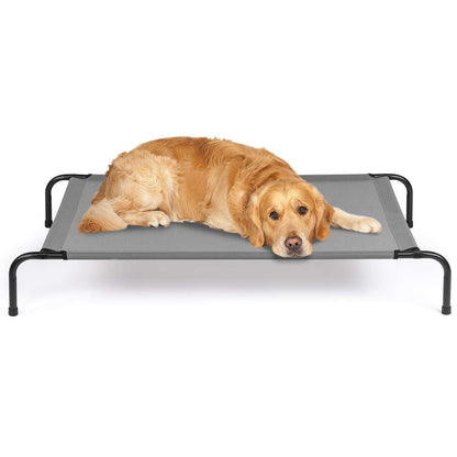 Large Elevated Dog Bed - Breathable Cooling Pet Cot for Large Dogs Up to 80lbs | Outdoor Indoor Raised Dog Bed with Steel Frame | 50" x 31" x 8"